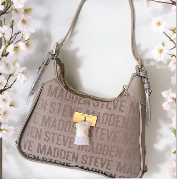 Steve Madden Tan Jacquard Shoulder Bag with Gold Hardware - Picture 1 of 7